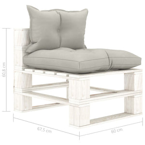 vidaXL Garden Pallet Centre Sofa with Cushions in Taupe Wood
