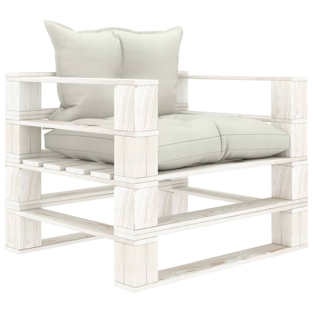vidaXL Garden Pallet Sofa with Beige Cushions Wood