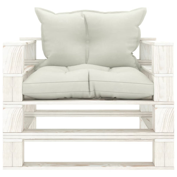 vidaXL Garden Pallet Sofa with Beige Cushions Wood
