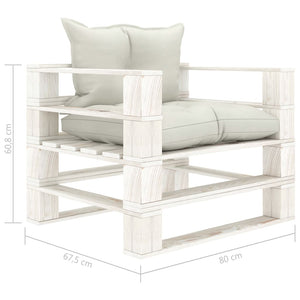 vidaXL Garden Pallet Sofa with Beige Cushions Wood
