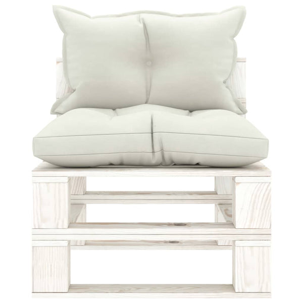 vidaXL Garden Pallet Middle Sofa with Cushions Beige Wood