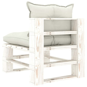 vidaXL Garden Pallet Middle Sofa with Cushions Beige Wood