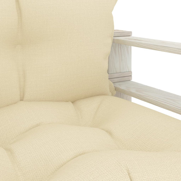 vidaXL Garden Pallet Sofa with Cream Cushions Wood