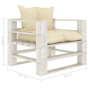 vidaXL Garden Pallet Sofa with Cream Cushions Wood