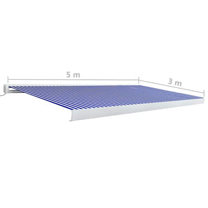 vidaXL Motorized Full Cassette Awning 500x300 cm Blue and White