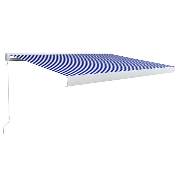 vidaXL Manual Cassette Awning 350x250 cm Blue and White