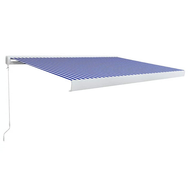vidaXL Manual Cassette Awning 400x300 cm Blue and White