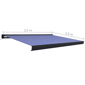 vidaXL Motorized Full Cassette Awning 350x250 cm Blue and White