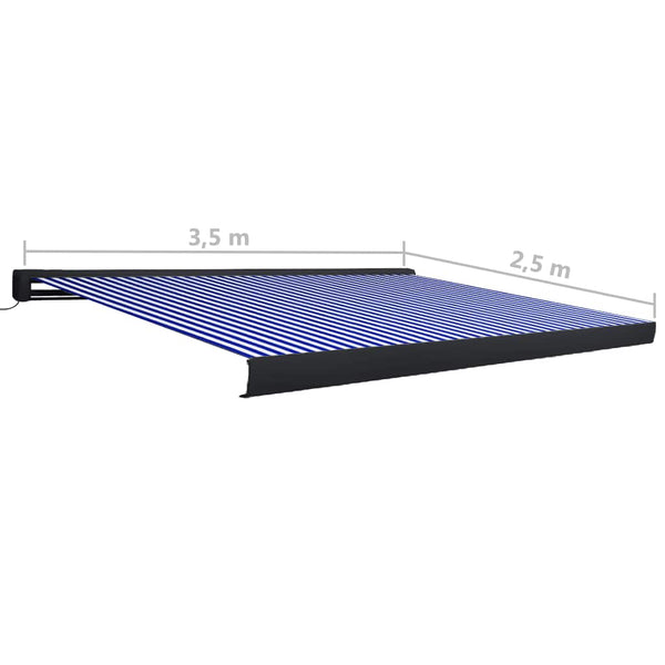 vidaXL Motorized Full Cassette Awning 350x250 cm Blue and White