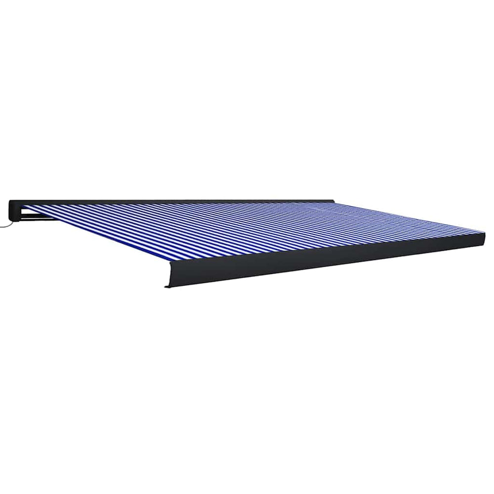 vidaXL Motorized Full Cassette Awning 500x300 cm Blue and White