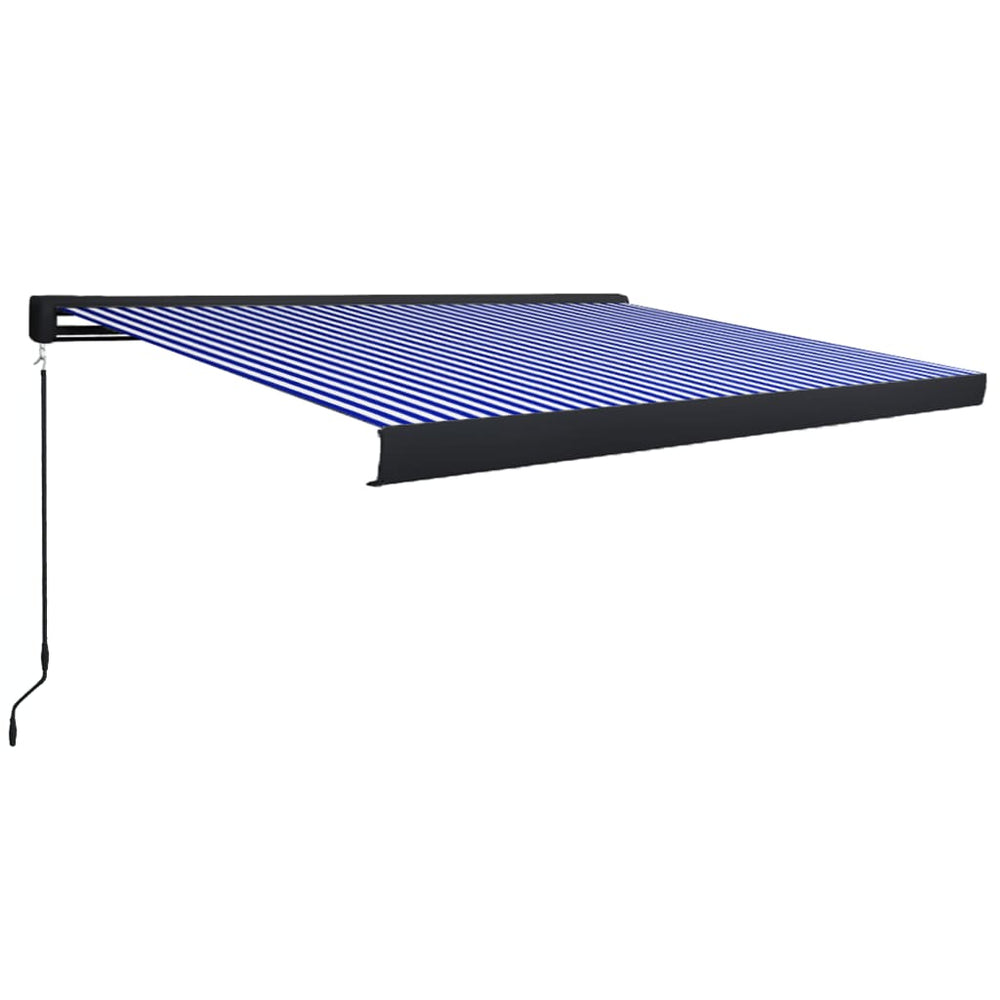 vidaXL Manual Cassette Awning 450x300 cm Blue and White