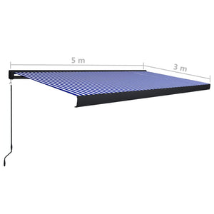 vidaXL Manual Cassette Awning 500x300 cm Blue and White