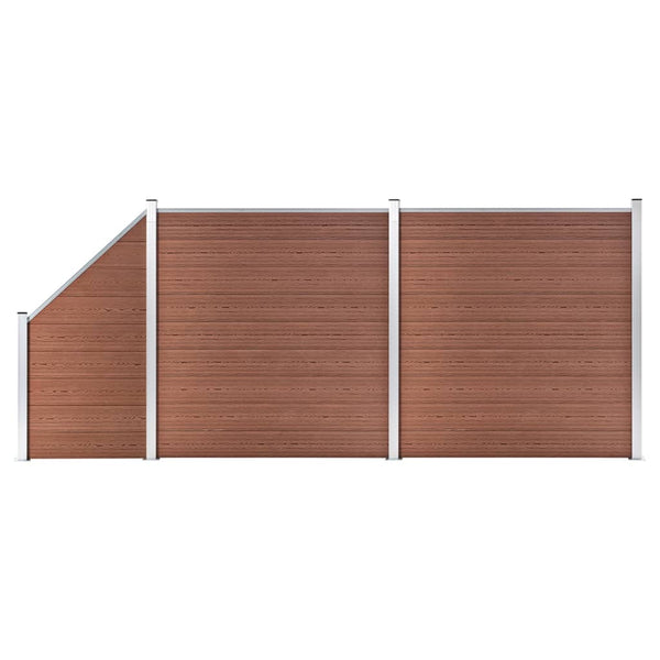 vidaXL WPC Fence Set 2 Squares + 1 Slant 446x186 cm Brown