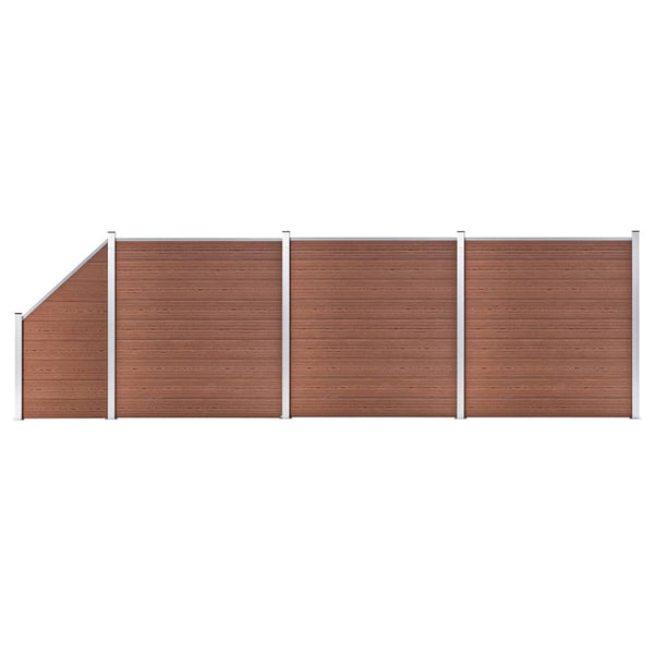 vidaXL WPC Fence Set 3 Squares + 1 Slant 619x186 cm Brown