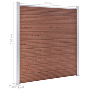 vidaXL WPC Fence Set 5 Squares + 1 Slant 965x186 cm Brown