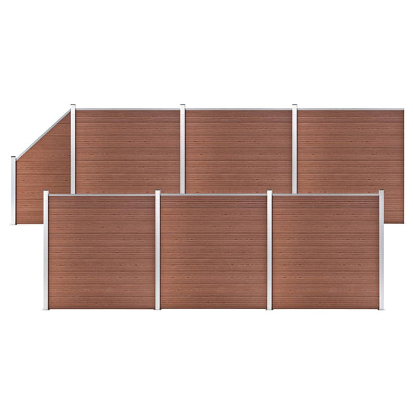vidaXL WPC Fence Set 6 Square Panels + 1 Sloping Panel 1138x186 cm Brown