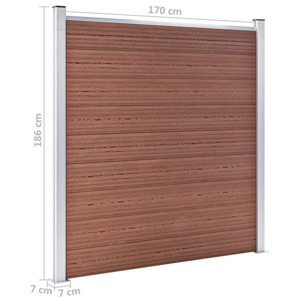 vidaXL WPC Fence Set 6 Square Panels + 1 Sloping Panel 1138x186 cm Brown