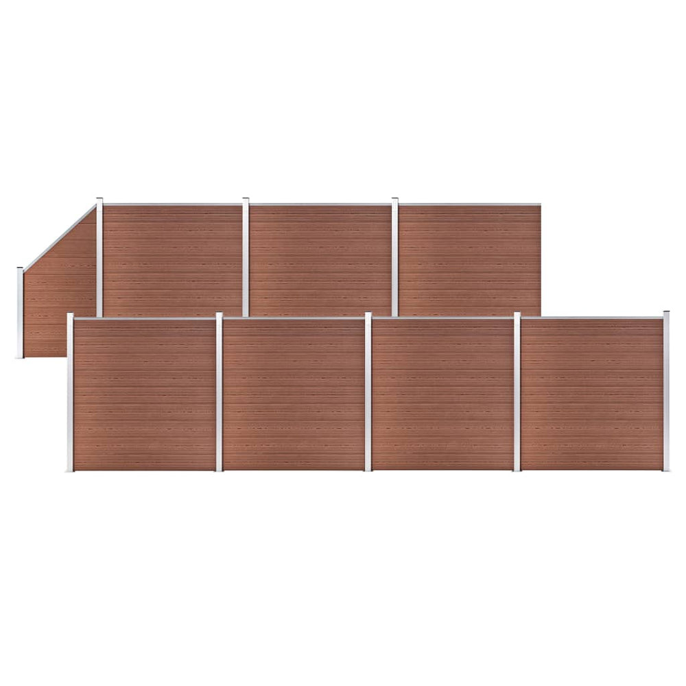 vidaXL WPC Fence Set 7 Squares + 1 Slant 1311x186 cm Brown