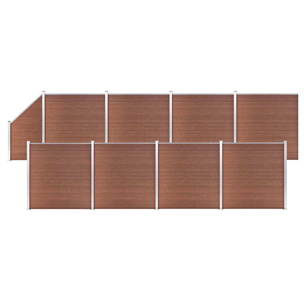 vidaXL WPC Fence Set 8 Squares + 1 Diagonal 1484x186 cm Brown