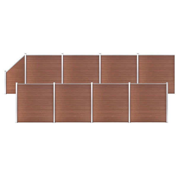 vidaXL WPC Fence Set 8 Squares + 1 Diagonal 1484x186 cm Brown