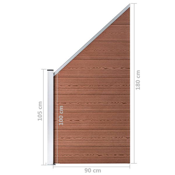 vidaXL WPC Fence Set 9 Squares + 1 Slant 1657x186 cm Brown