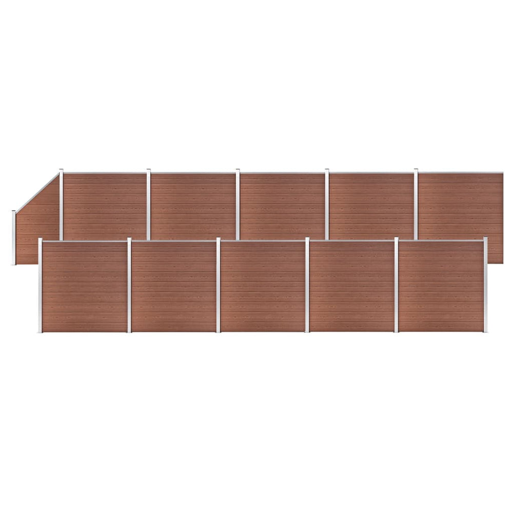 vidaXL WPC Fence Set 10 Squares + 1 Slant 1830x186 cm Brown