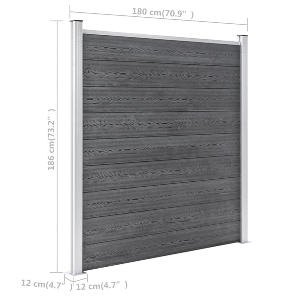 vidaXL Garden Fence WPC 1737x186 cm Grey