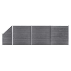 vidaXL WPC Fence Set 3 Squares + 1 Slant 619x186 cm Grey