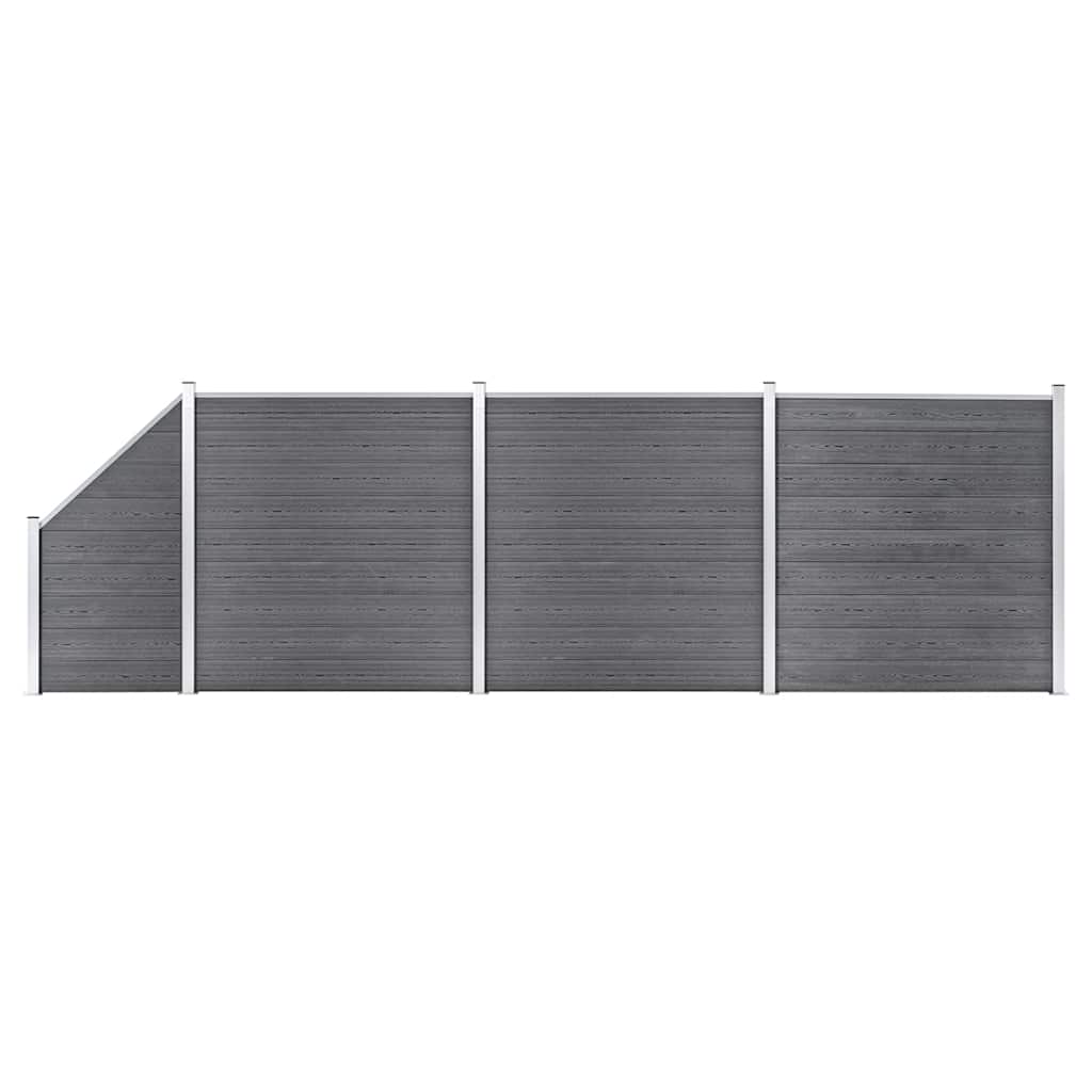 vidaXL WPC Fence Set 3 Squares + 1 Slant 619x186 cm Grey