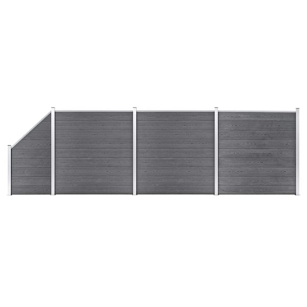 vidaXL WPC Fence Set 3 Squares + 1 Slant 619x186 cm Grey