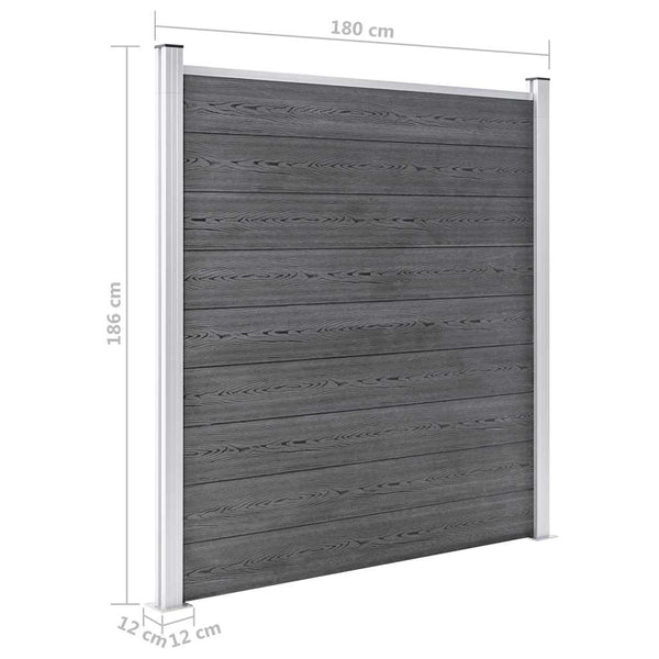 vidaXL WPC Fence Set 3 Squares + 1 Slant 619x186 cm Grey