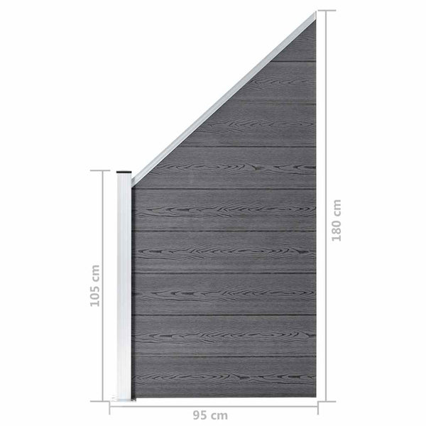 vidaXL WPC Fence Set 3 Squares + 1 Slant 619x186 cm Grey