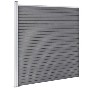 vidaXL WPC Fence Set 3 Squares + 1 Slant 619x186 cm Grey