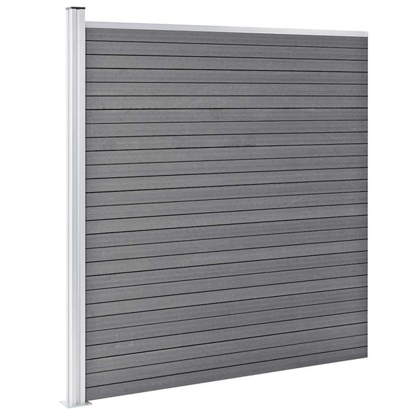 vidaXL WPC Fence Set 3 Squares + 1 Slant 619x186 cm Grey