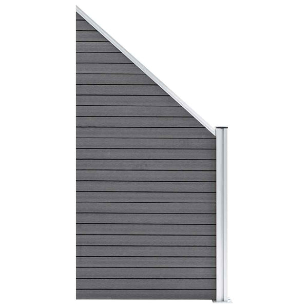 vidaXL WPC Fence Set 3 Squares + 1 Slant 619x186 cm Grey
