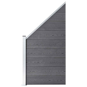 vidaXL WPC Fence Set 3 Squares + 1 Slant 619x186 cm Grey