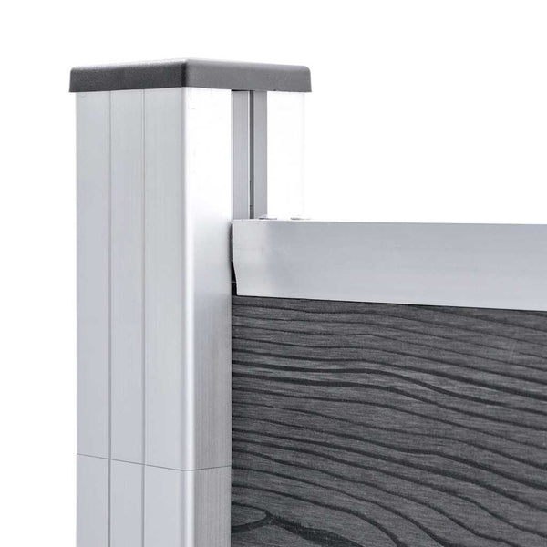 vidaXL WPC Fence Set 3 Squares + 1 Slant 619x186 cm Grey