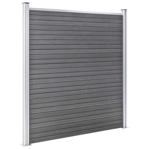 vidaXL WPC Fence Set 4 Squares + 1 Sloped 792x186 cm Grey