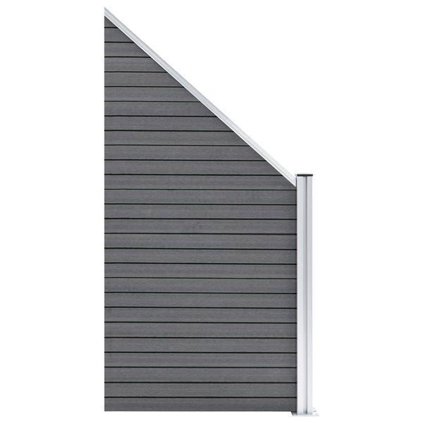 vidaXL WPC Fence Set 4 Squares + 1 Sloped 792x186 cm Grey