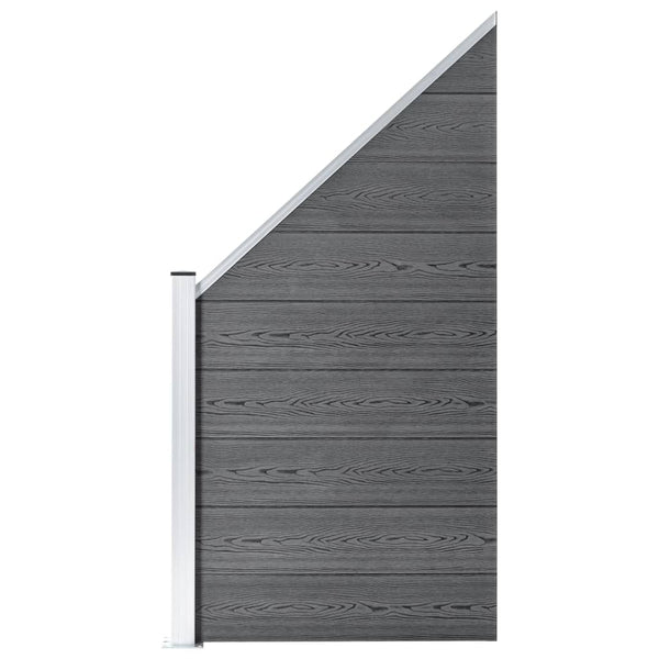 vidaXL WPC Fence Set 4 Squares + 1 Sloped 792x186 cm Grey