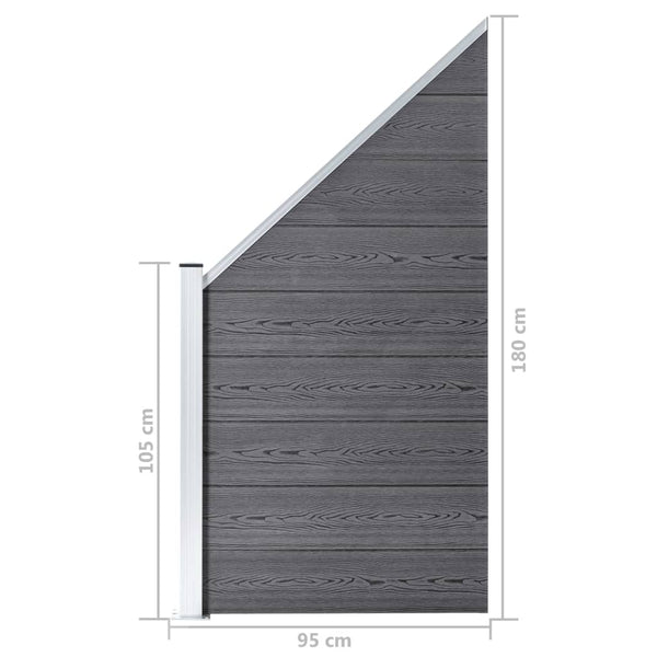 vidaXL WPC Fence Set 5 Squares + 1 Slant 965x186 cm Grey
