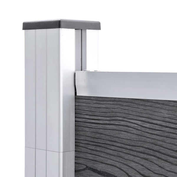 vidaXL WPC Fence Set 5 Squares + 1 Slant 965x186 cm Grey