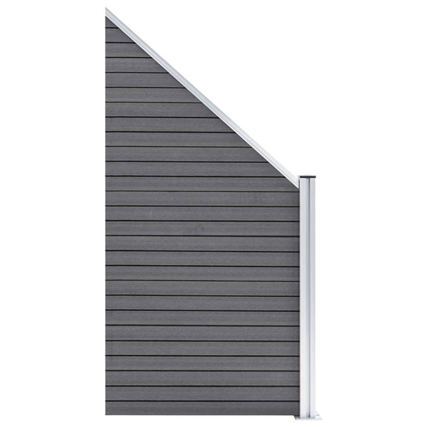 vidaXL WPC Fence Set 5 Squares + 1 Slant 965x186 cm Grey
