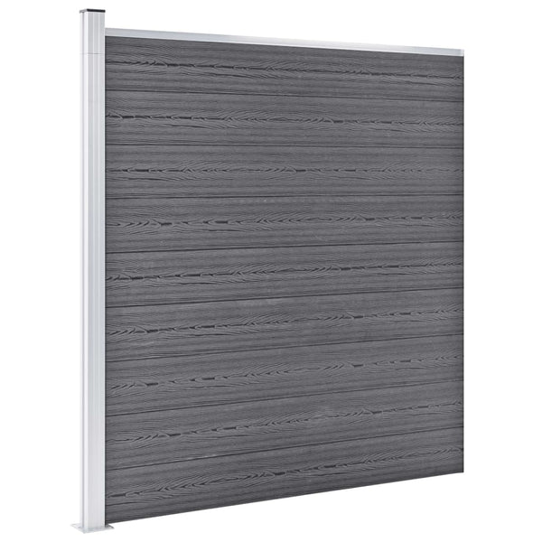 vidaXL WPC Fence Set 8 Squares + 1 Diagonal 1484x186 cm Grey