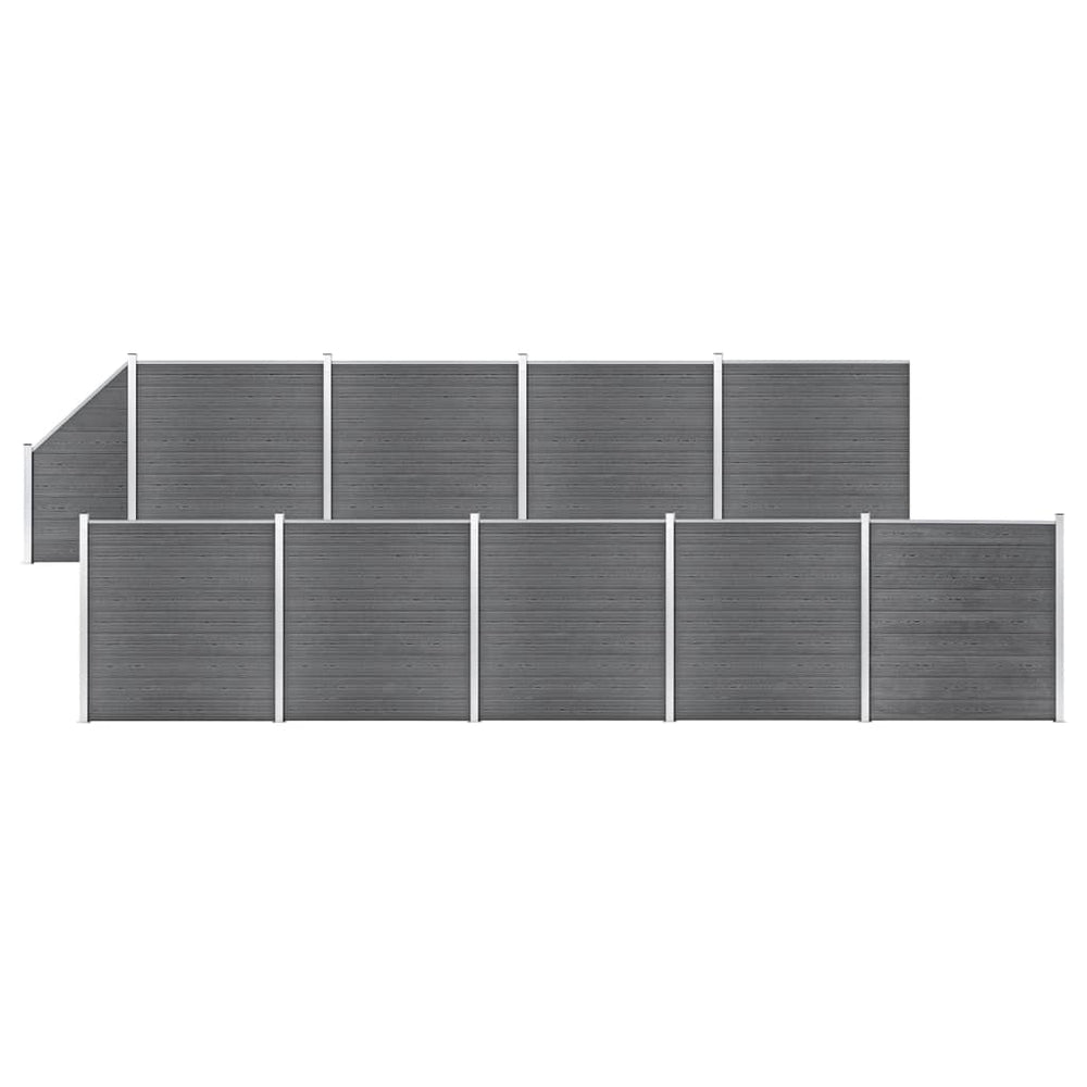 vidaXL WPC Fence Set 9 Squares + 1 Slant 1657x186 cm Grey