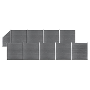 vidaXL WPC Fence Set 9 Squares + 1 Slant 1657x186 cm Grey
