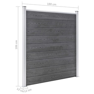 vidaXL WPC Fence Set 9 Squares + 1 Slant 1657x186 cm Grey