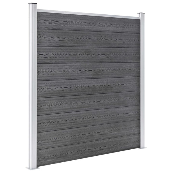 vidaXL WPC Fence Set 9 Squares + 1 Slant 1657x186 cm Grey