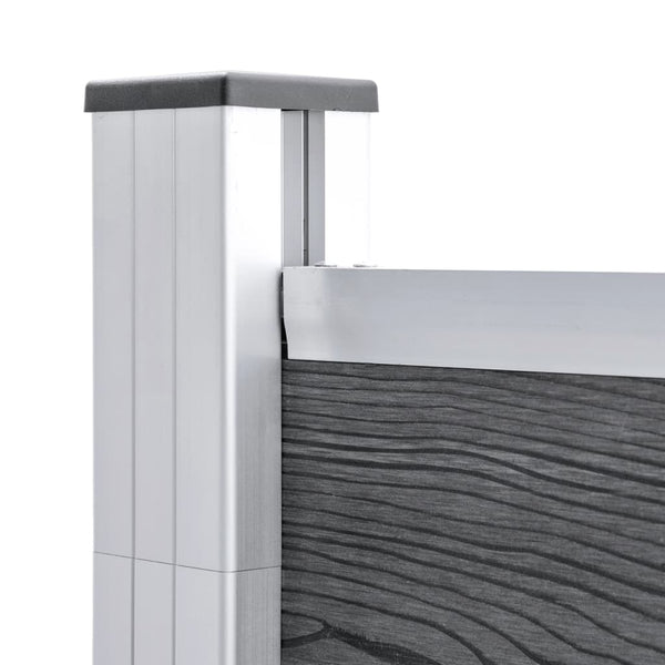 vidaXL WPC Fence Set 9 Squares + 1 Slant 1657x186 cm Grey