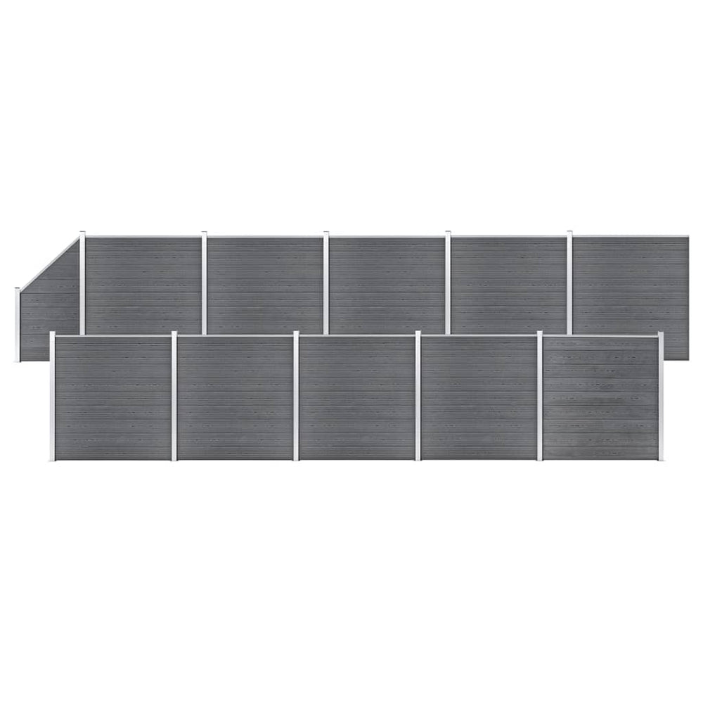 vidaXL WPC Fence Set 10 Squares + 1 Slant 1830x186 cm Gray